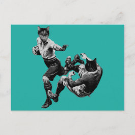 Lustigt vintage rugby Spela katt Vykort