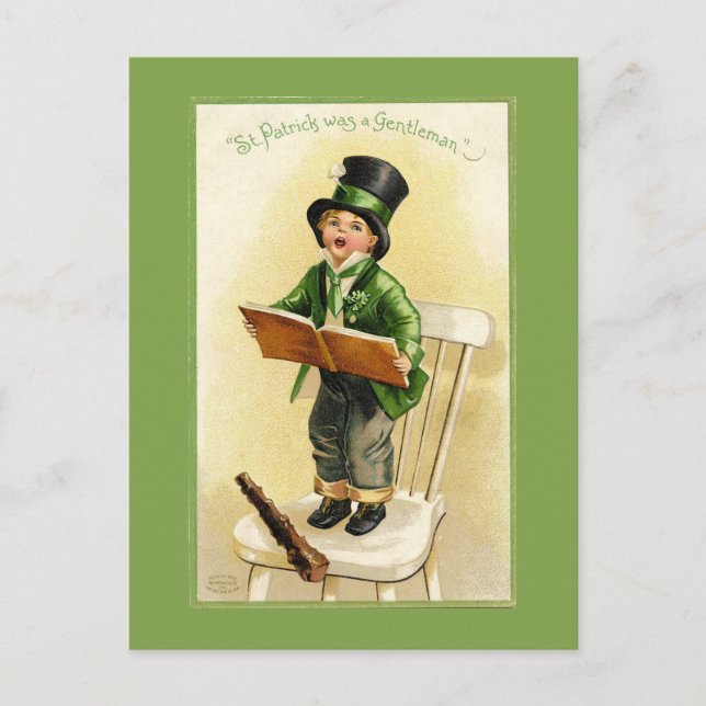 Lustigt Vintage St. Patrick's Day Helg Vykort (Framsida)