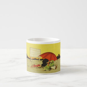 Lustigt vintage strandparaplygosvevar espressomugg