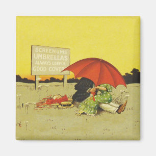 Lustigt vintage strandparaplygosvevar magnet