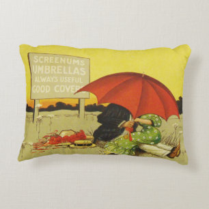 Lustigt vintage strandparaplygosvevar prydnadskudde