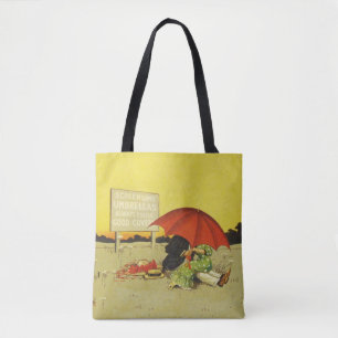Lustigt vintage strandparaplygosvevar tygkasse