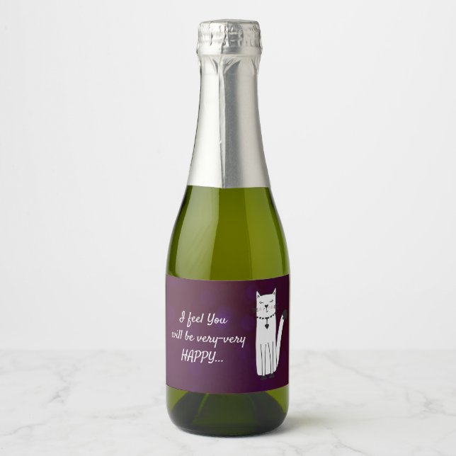 Lustigt Violet Sparkling Vin Mini Flaska-etikett m (Framsida)
