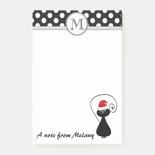 Lustigt, viskigt tomcat polka dots monogram post-it block (Framsida)