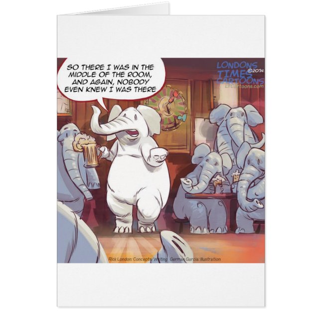 Lustigt vitt elefant i rummet hälsningskort (Framsidan)