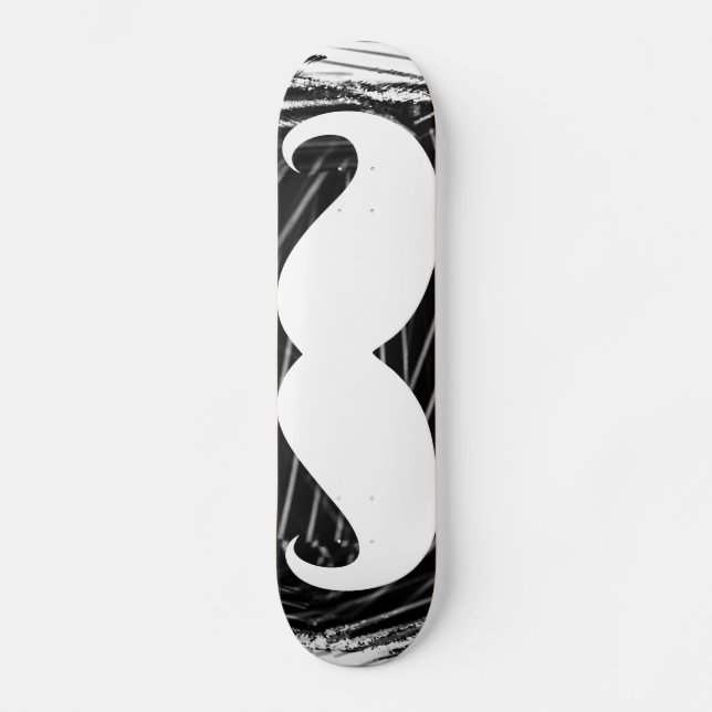 Lustigt, vitt mustasch skateboard bräda 21,5 cm (Framsida)