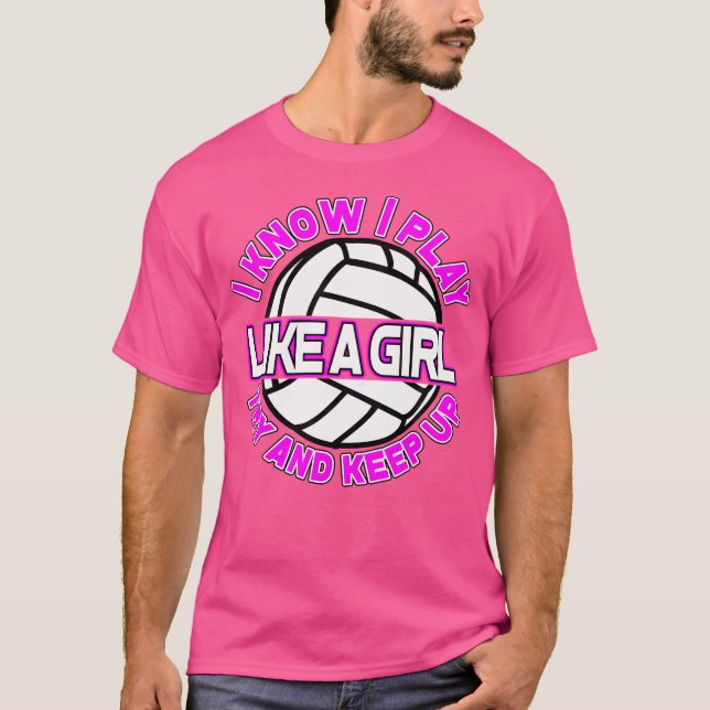 Lustigt volleyball Shirt för flickor och kvinnor T Shirt (Framsida)