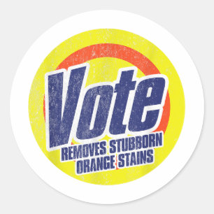 Lustigt votering tar bort stubborn Orange Stains A Runt Klistermärke