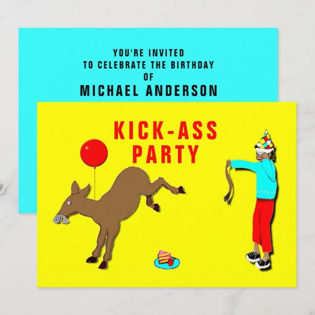 Lustigt vuxen-födelsedagsinbjudningar inbjudningar (Fram/baksida)