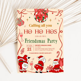 Lustigt Vuxen Santa Friendsmas jul Party Inbjudningar