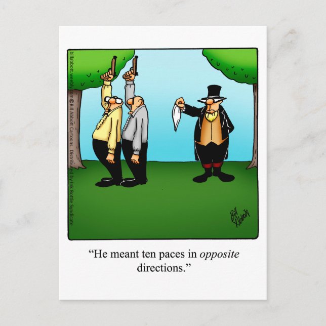 Lustigt vykort "Dueling Humor" (Framsida)