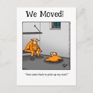 Lustigt vykort för Nytt adress meddelande