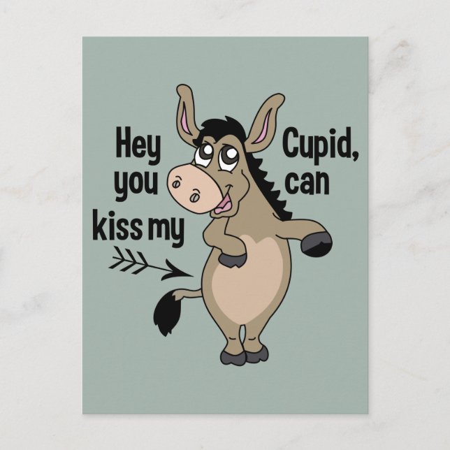 Lustigt vykort mot Valentine Donkey (Framsida)