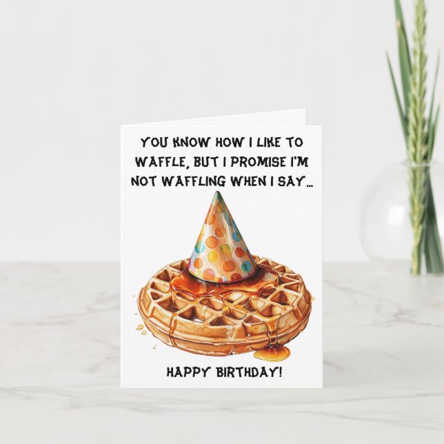 Lustigt Waffle Birthday-meddelande med Hat Kort (Framsida)