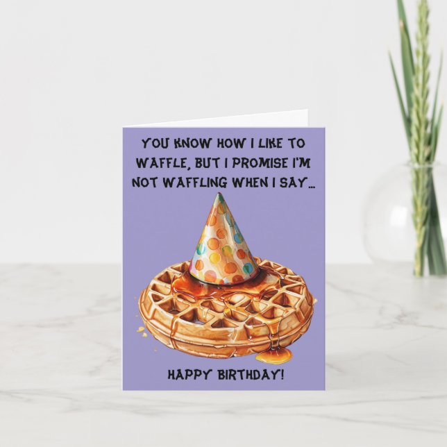 Lustigt Waffle Birthday-meddelande med Hat Kort (Framsida)