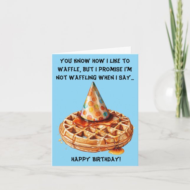 Lustigt Waffle Birthday-meddelande med Hat Kort (Framsida)