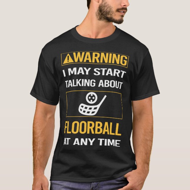 Lustigt Warning Floorball T Shirt (Framsida)