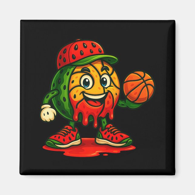 Lustigt Watermelon Basketball Watermelon Da Magnet (Framsidan)