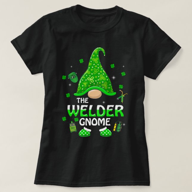 Lustigt Welder Gnome Welding St patricks day M T Shirt (Design framsida)