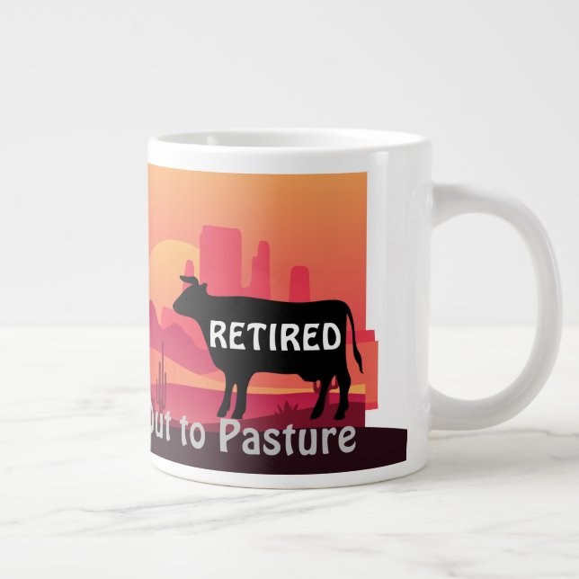 Lustigt Westernt koktema Pension ut på betesgång Jumbo Mugg (Höger)