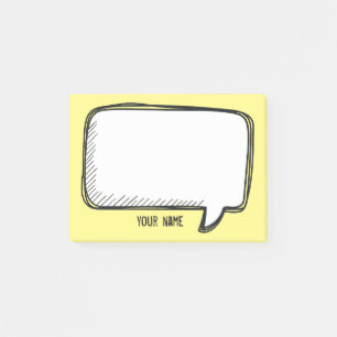 Lustigt White Talk Bubble gult Personlig Namn Post-it Block