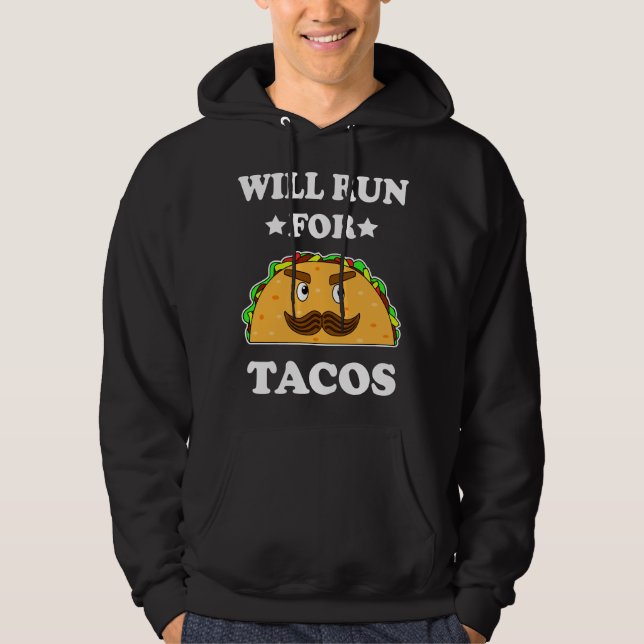 Lustigt Will Springa för Tacos Illustration Hoodie (Framsida)