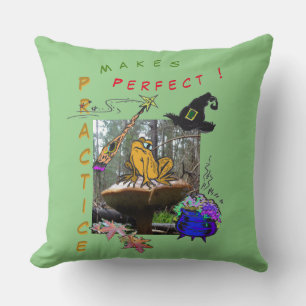 Lustigt Witch Toad Tecknad Humor Cust. Dekorativ k Kudde