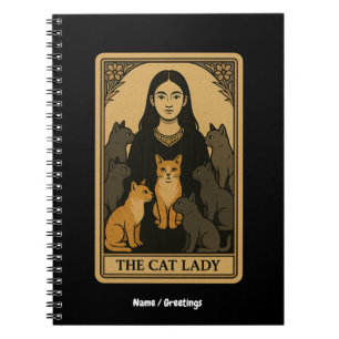 Lustigt Witchy Gothy Cat Dam Tarot Card Magic Anteckningsbok