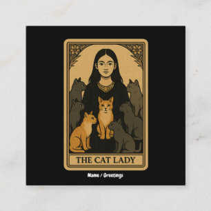Lustigt Witchy Gothy Cat Dam Tarot Card Magic Fyrkantigt Visitkort