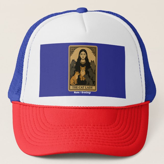 Lustigt Witchy Gothy Cat Dam Tarot Card Magic Keps (Framsida)