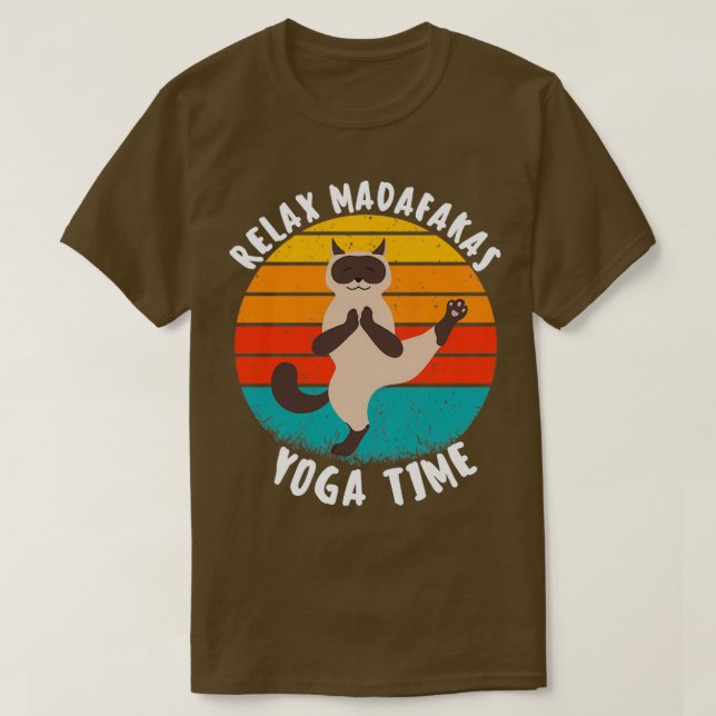 Lustigt yoga retro madafakas siamese cat do yogaT T Shirt (Design framsida)