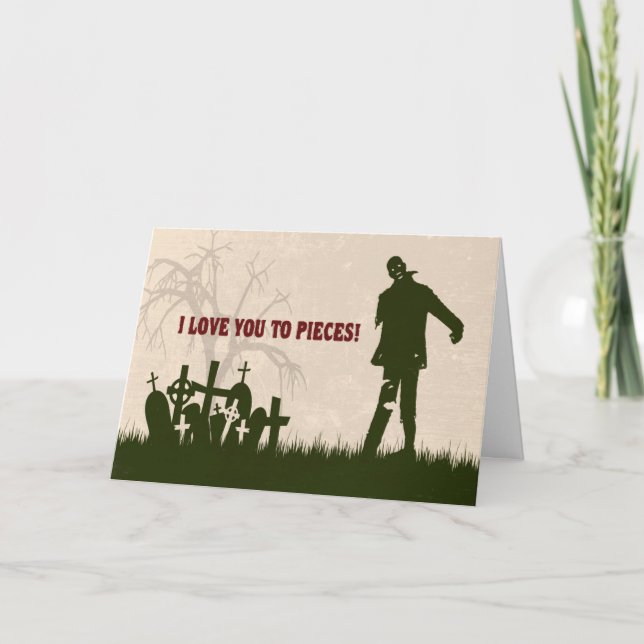 Lustigt Zombie i Cemetery Valentines dagskort Helgkort (Framsida)