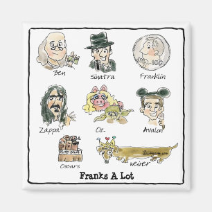 Lustik Tecknad Franks A Lot Square Magnet