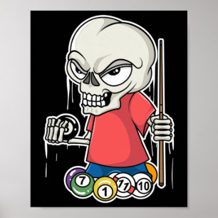 Lustiny Billiards Skull I Snooker Bassäng Player-p Poster