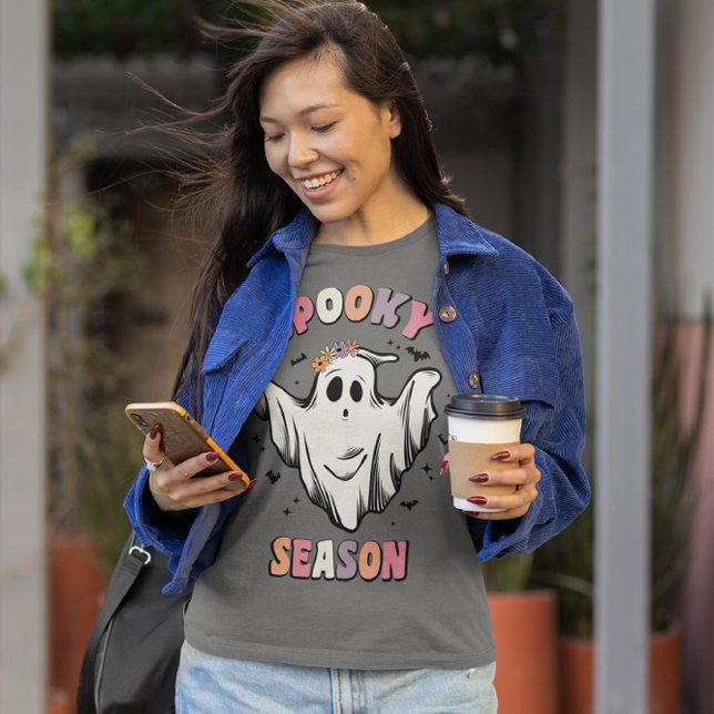 Lustiny Blommigt Ghost Spooky Season T Shirt (Skapare uppladdad)