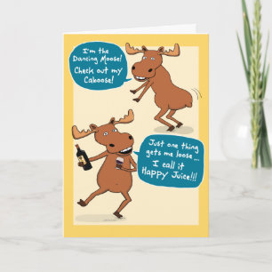 Lustiny Dancing Moose Birthday Card Kort
