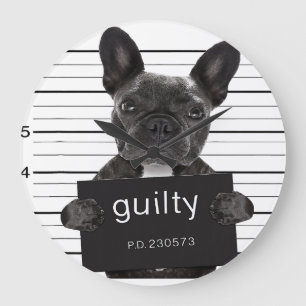 Lustiny Fransk Bulldog Jail Mugshot Bad Hund Crimi Stor Klocka