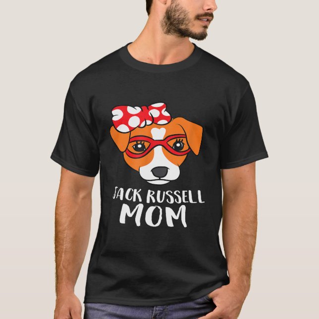 Lustiny Jack Russel Terrier Hund Jack Mamma Russel T Shirt (Framsida)