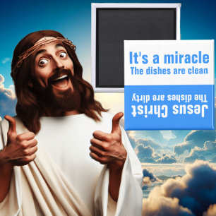 Lustiny Jesus Miracle Clean Dirty Dishwasher Magnet