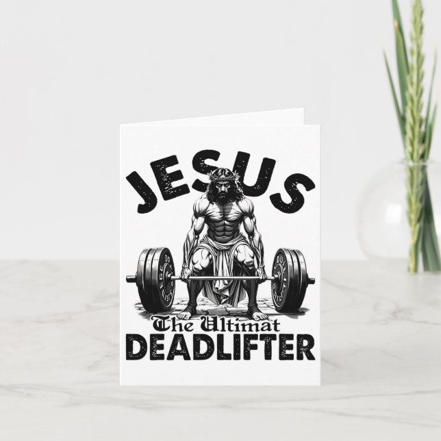 Lustiny Jesus Ultimate Deadlifter Christian Gym Kort (Framsida)