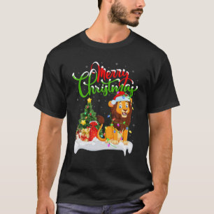 Lustiny Lejon Animal Lover Julafton Lighting Lejon T Shirt