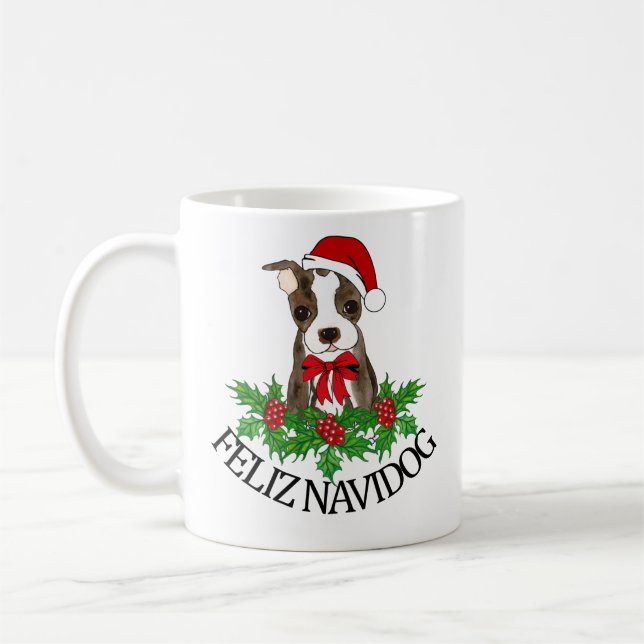 Lustiny Personlig Fransk Bulldog Santa Hat Kaffemugg (Vänster)