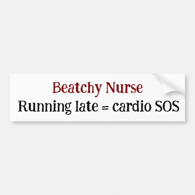 Lustiny sjuksköterska som kör sent Cardio SOS Sarc Bildekal (Framsidan)