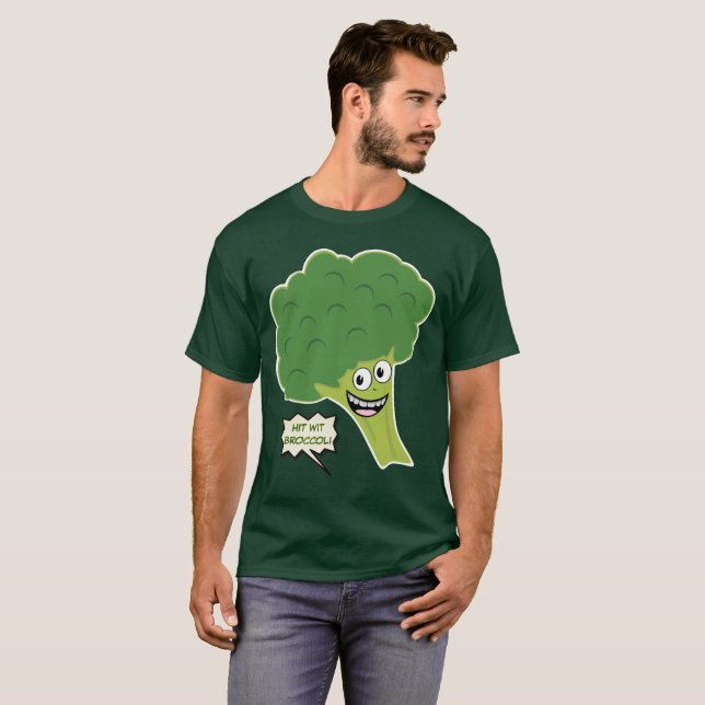 Lustiny Slå Wit Broccoli T Shirt (Hel framsida)