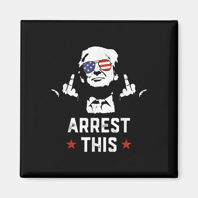 Lustiny Trump Arrest Denna Donald Trump Mitten Magnet (Framsidan)