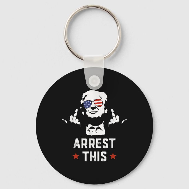 Lustiny Trump Arrest Denna Donald Trump Mitten Nyckelring (Framsida)