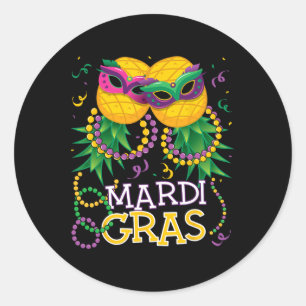 Lustiny Upside Up Down Pineapple Swinger Mardi Gra Runt Klistermärke