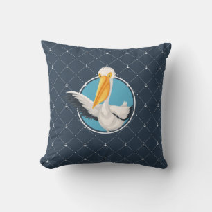 Lustiny Wave Pelican Navy Mönster Kudde