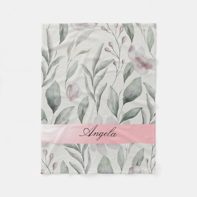 Lustjigt rosafärgad  Blommor Fleecefilt (Framsidan)