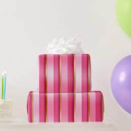 Lustrous Elegance Berry Rosa och Guld Stripe Presentpapper